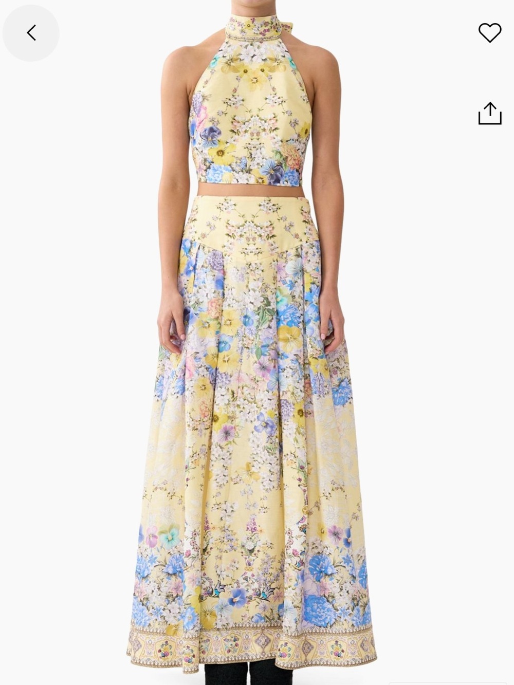 Camilla Floral Corset-Waist Linen-Silk Maxi Skirt